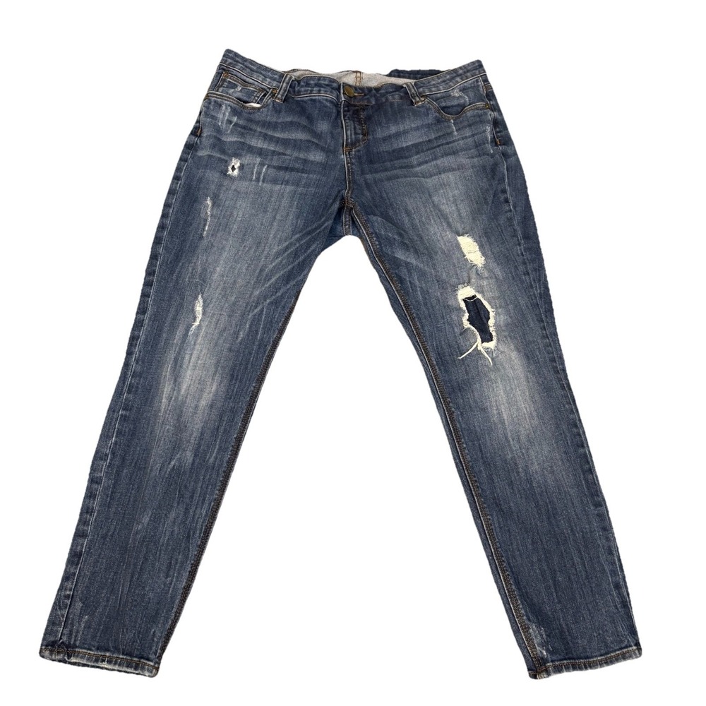Kut from the Kloth Ankle Straight Leg Jeans Size 14/37x28 Distressed